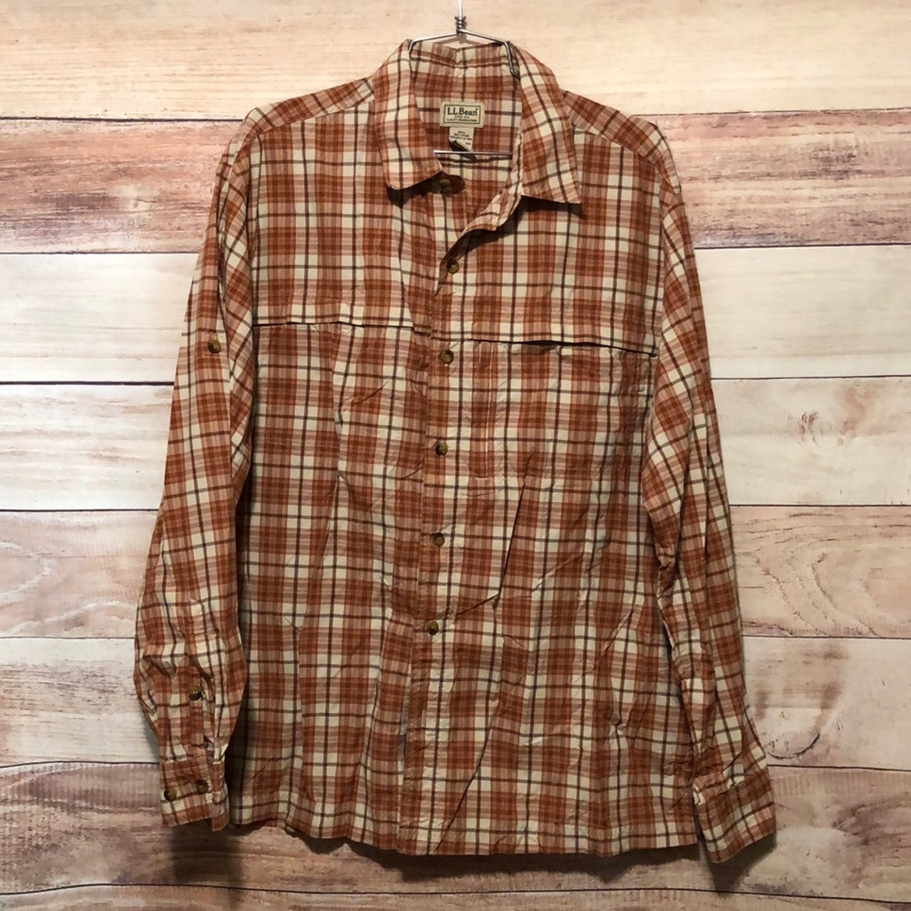 LL Bean Men's Plaid Button Up Shirt - L Reg